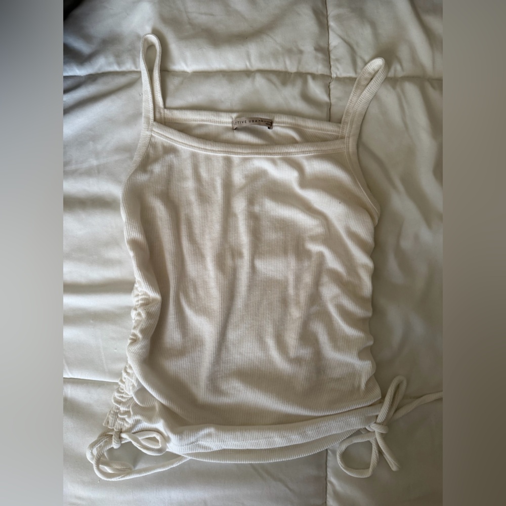 Cream Ribbed Tank Top